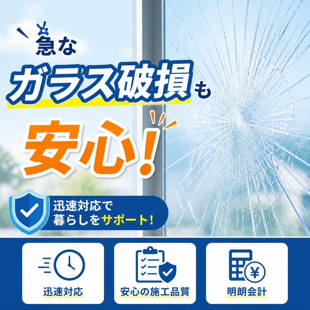 急なガラス破損も安心！