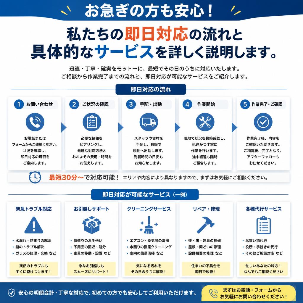2. 札幌市のガラス修理は即日対応！