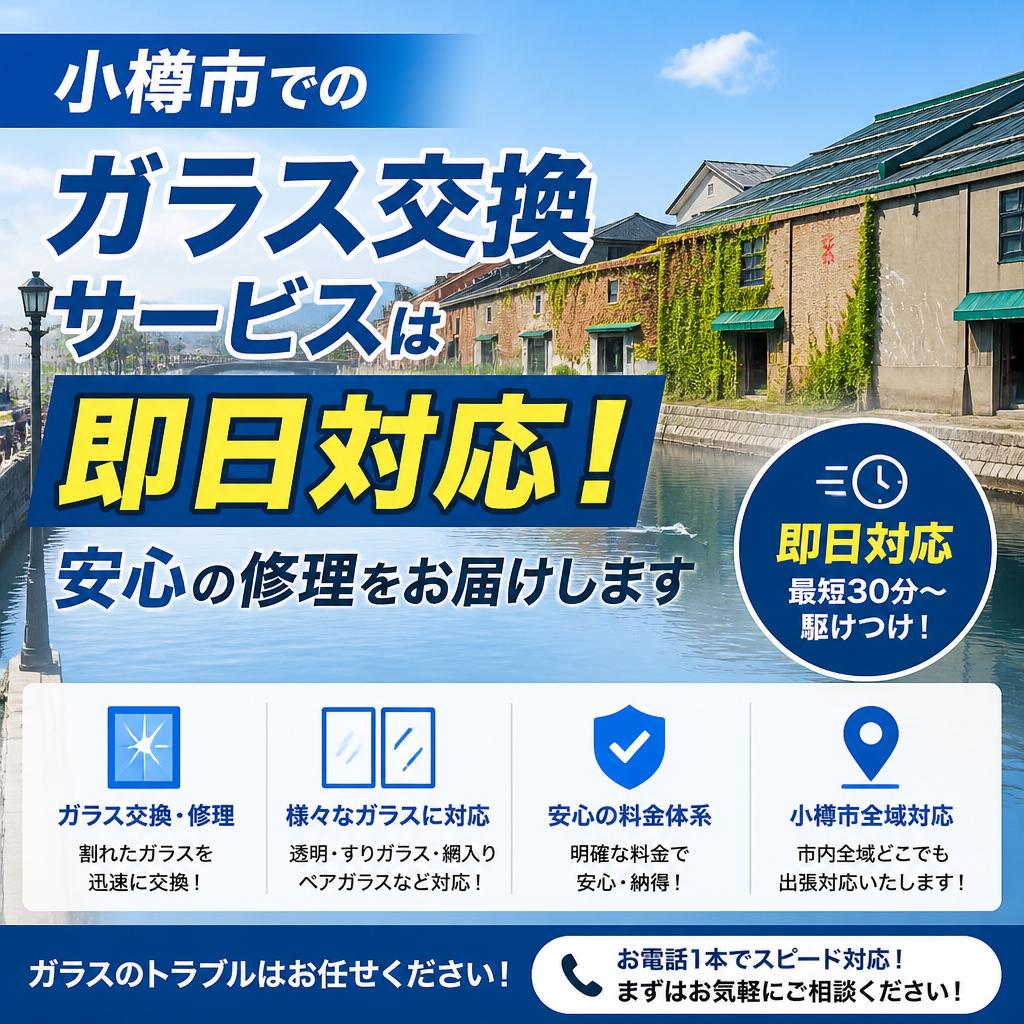 小樽市でのガラス交換サービスは即日対応！安心の修理をお届けします