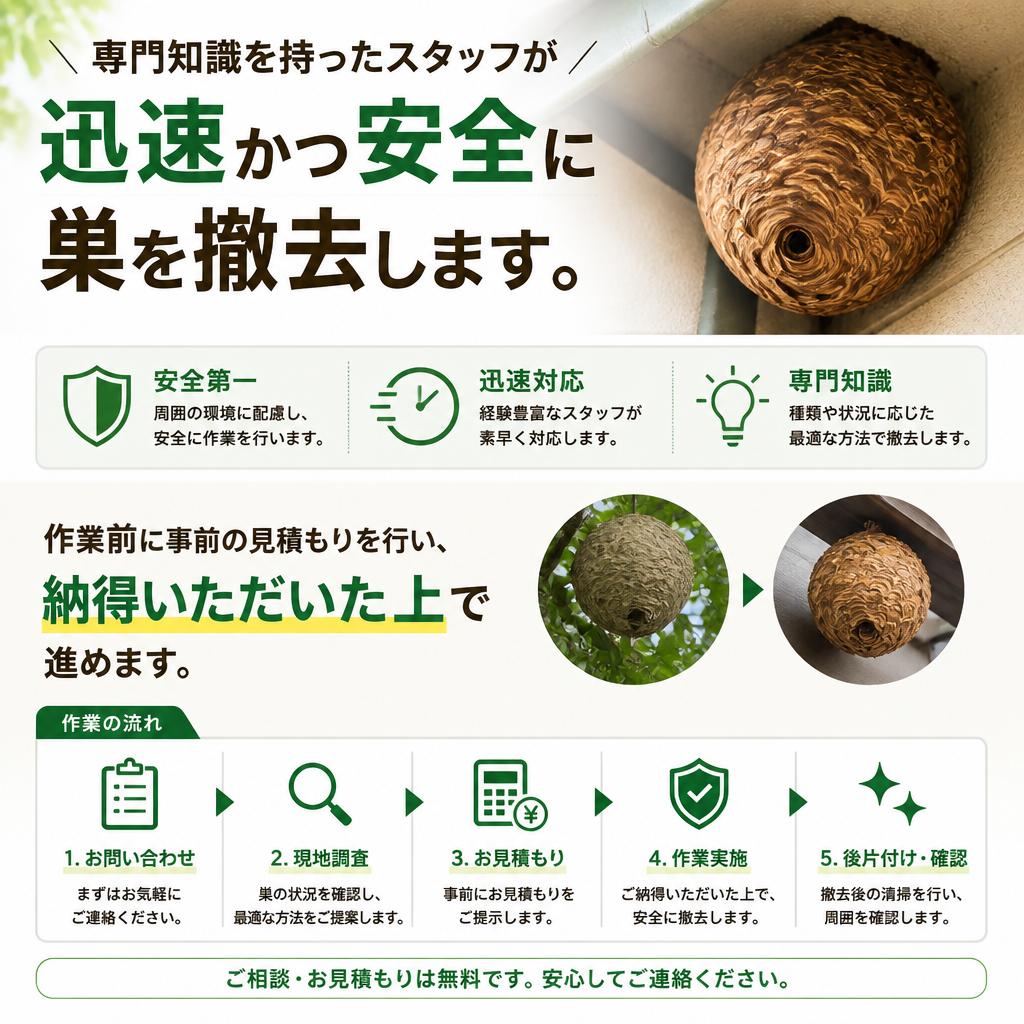 当社のスズメバチ駆除サービス