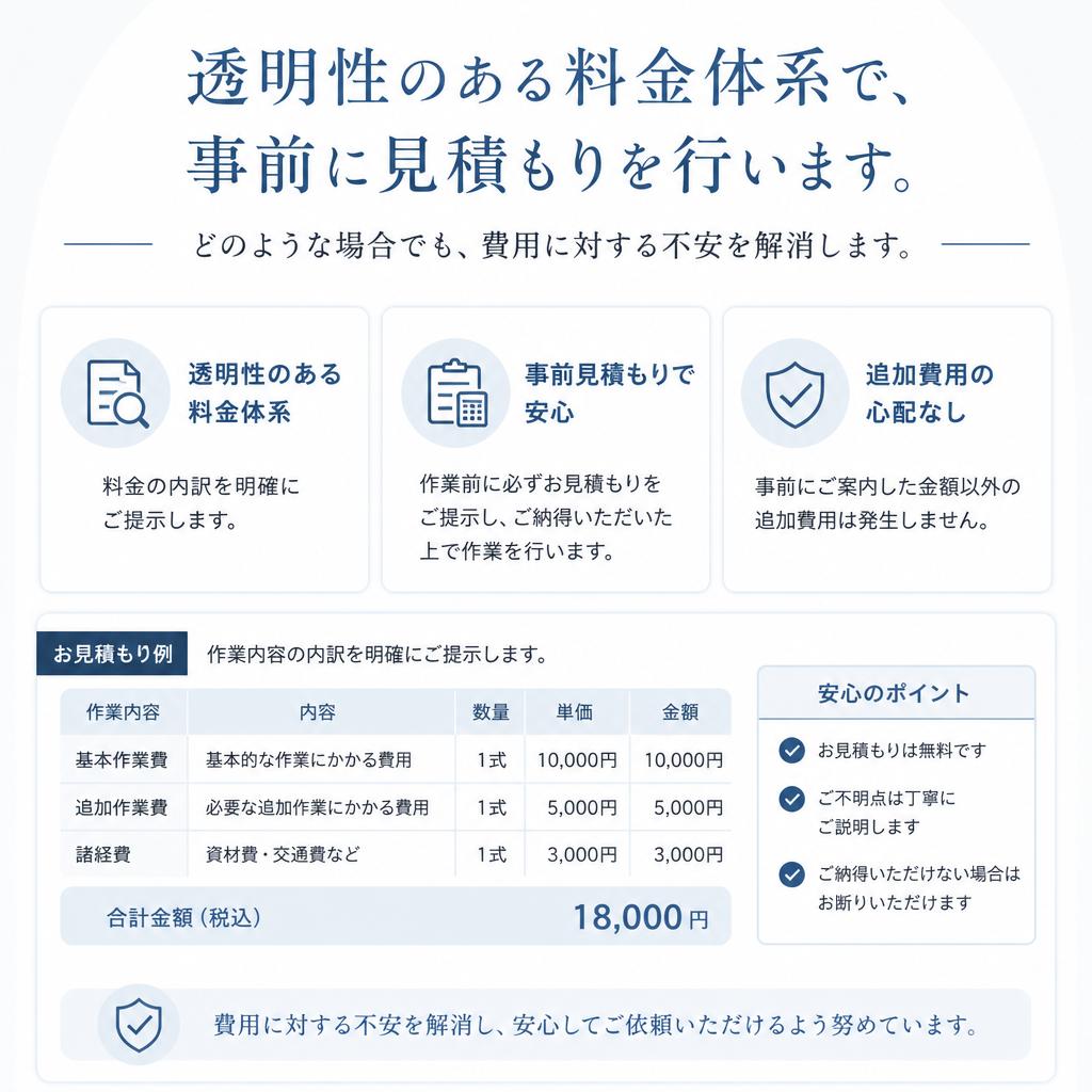 合計費用がわかりやすい見積もり