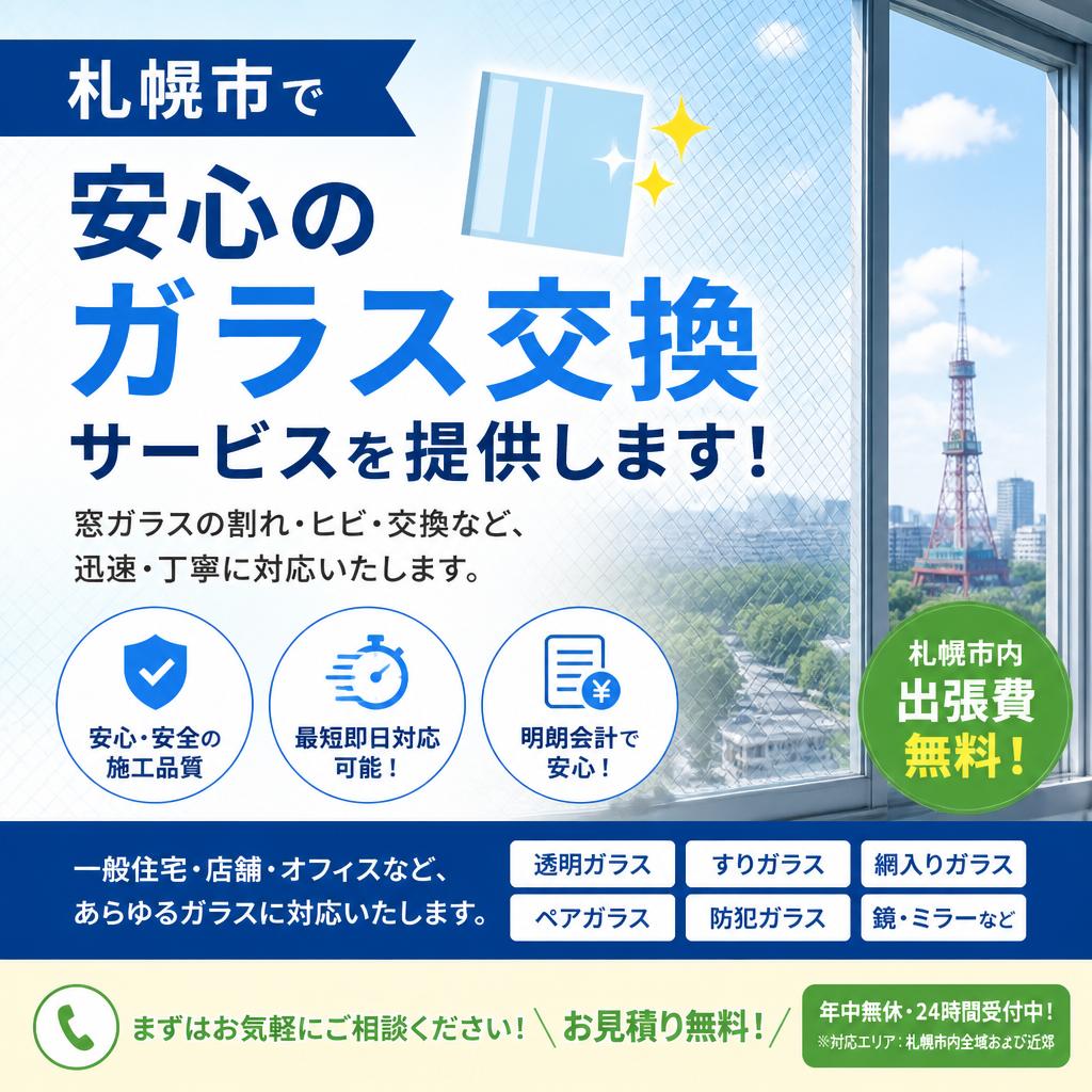 札幌市で安心のガラス交換サービスを提供します！｜生活安心サービス