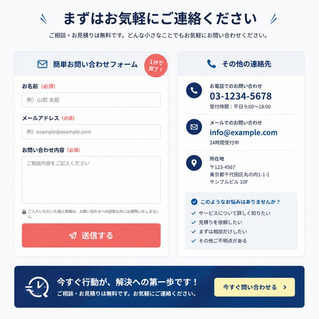今すぐお問い合わせを！
