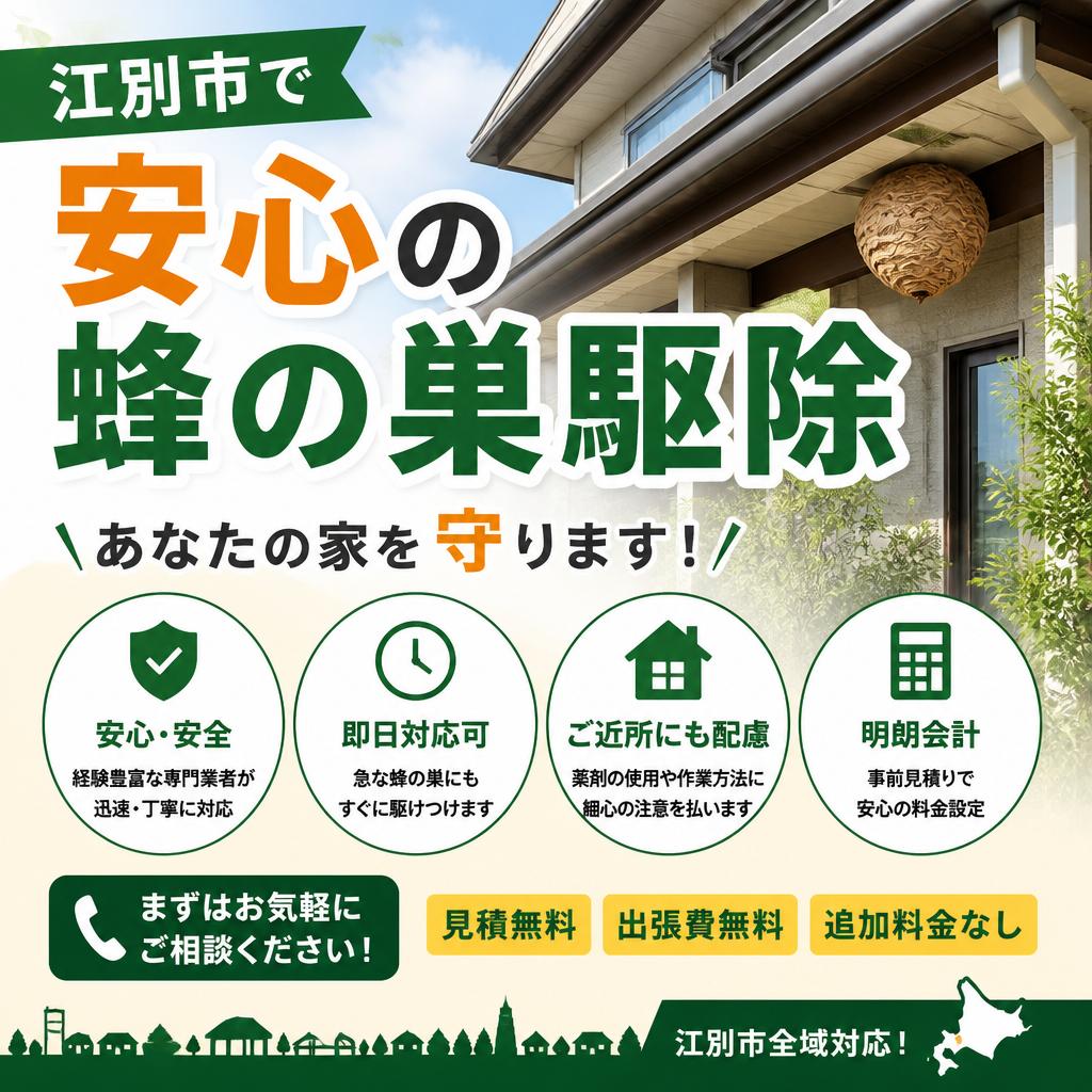 江別市で安心の蜂の巣駆除、あなたの家を守ります！