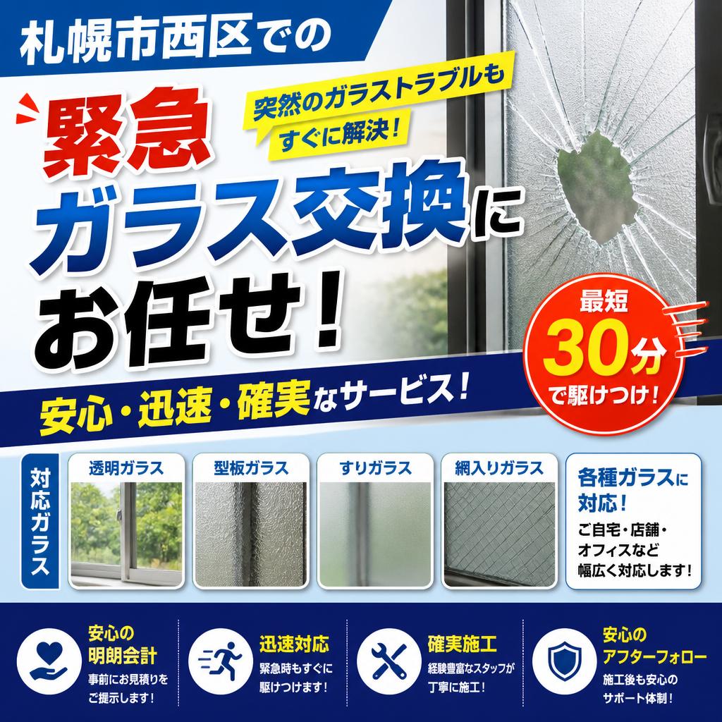 札幌市西区での緊急ガラス交換にお任せ！安心・迅速・確実なサービス！｜生活安心サービス