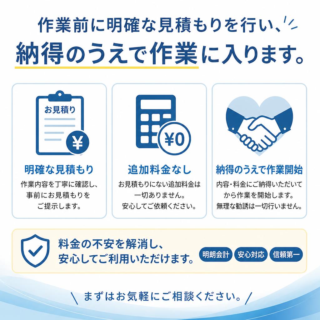 料金は明確・見積もりは無料