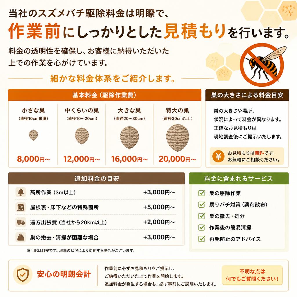 明瞭なスズメバチ駆除料金