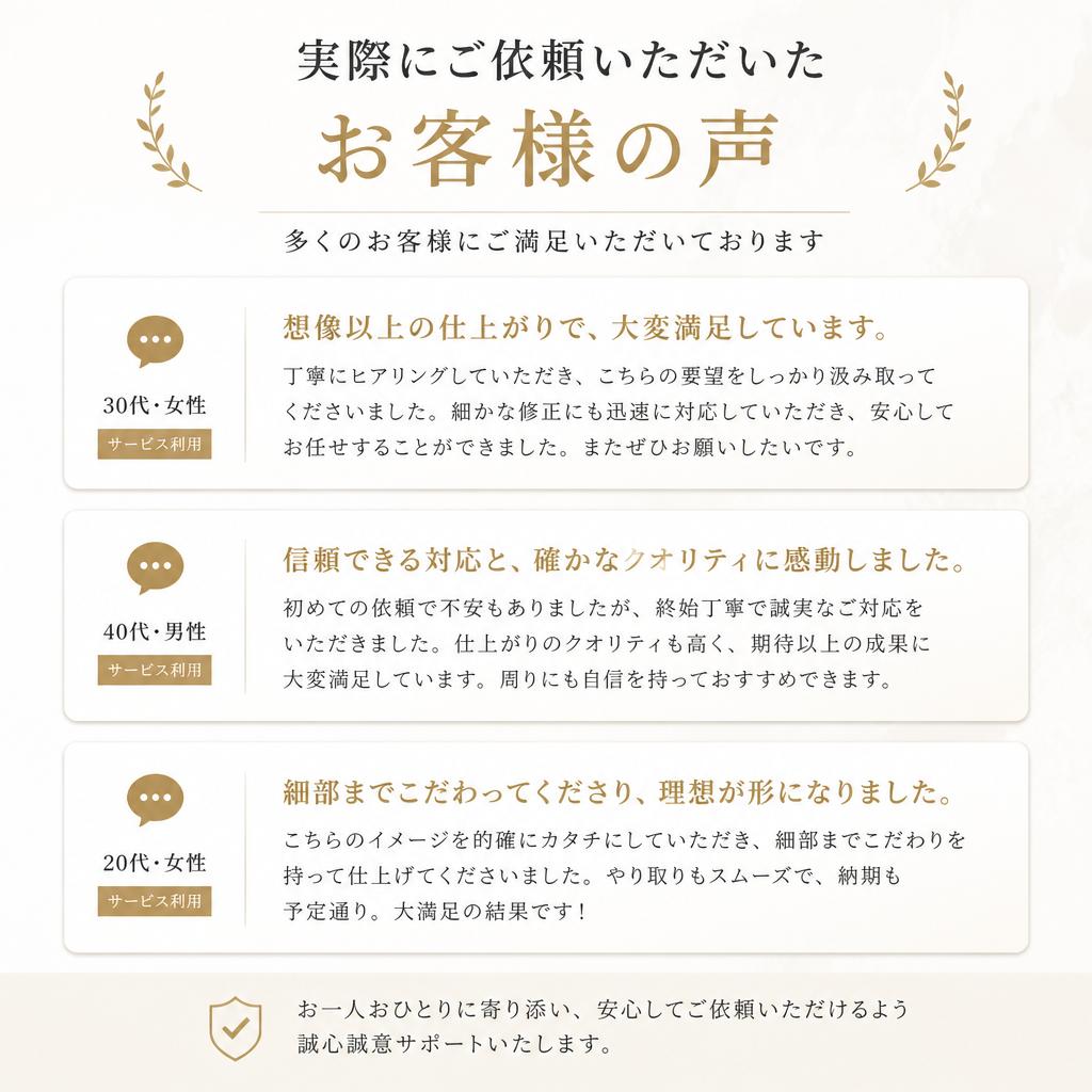 お客様の声 - 安心の実績