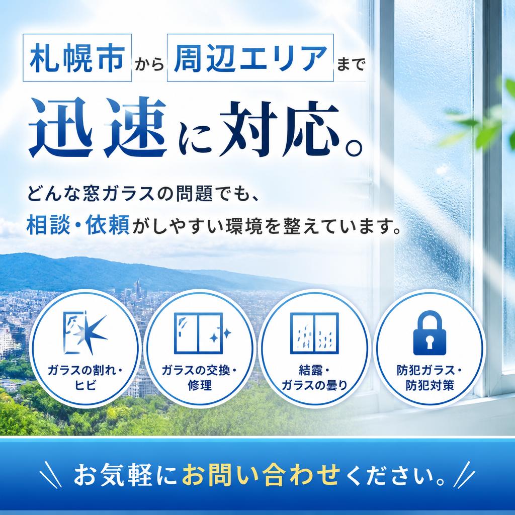 札幌でのガラス交換・修理依頼