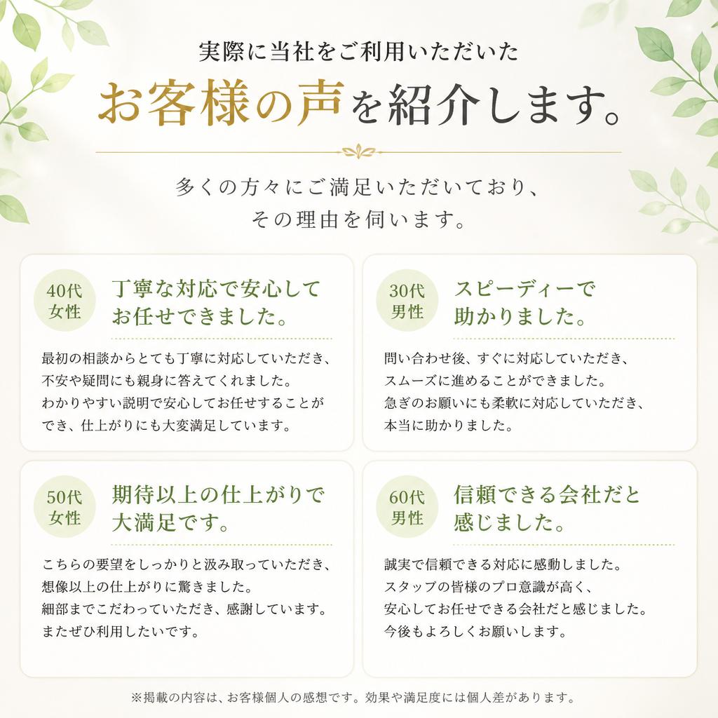 お客様の声 - 体験談