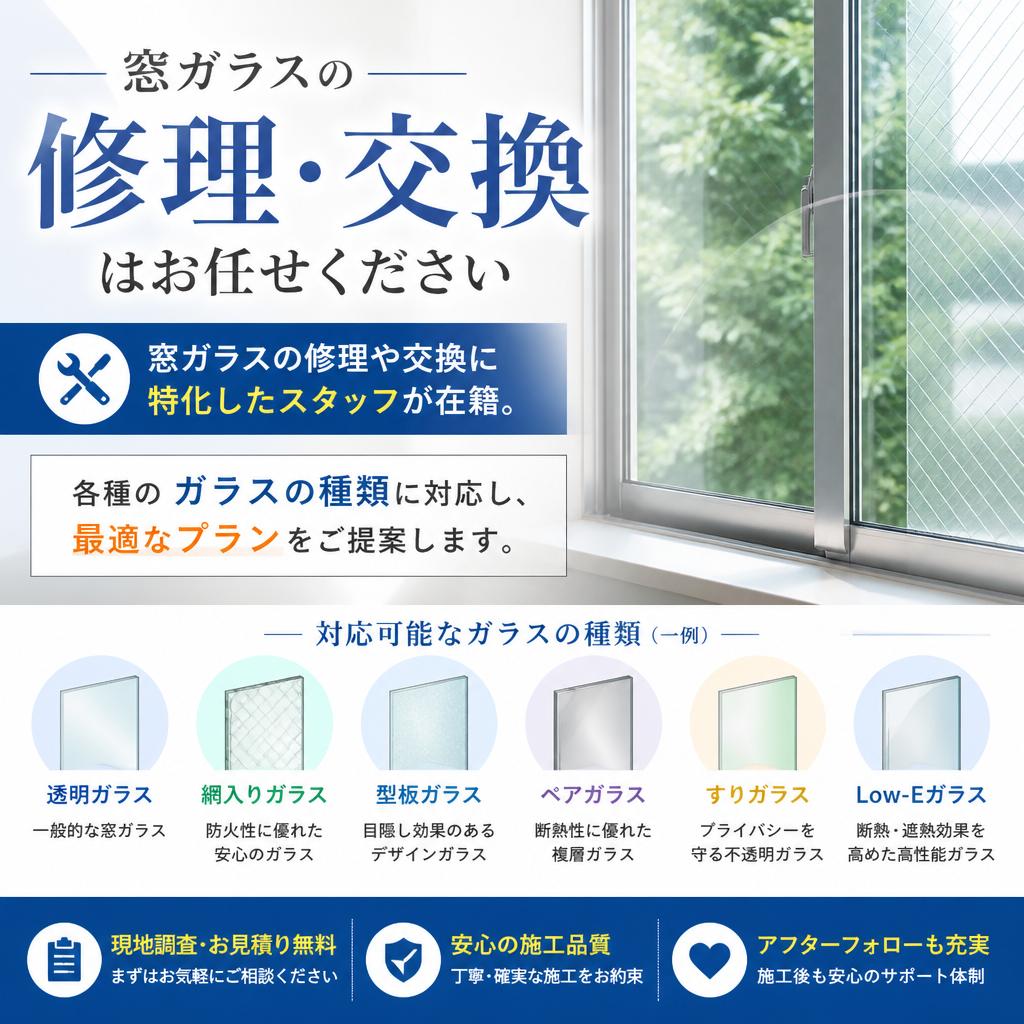 窓ガラスの修理・交換専門家