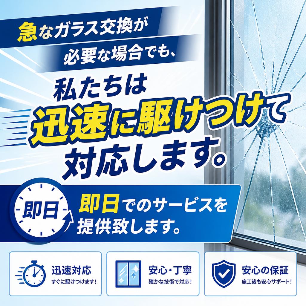 即日対応のガラス交換サービス