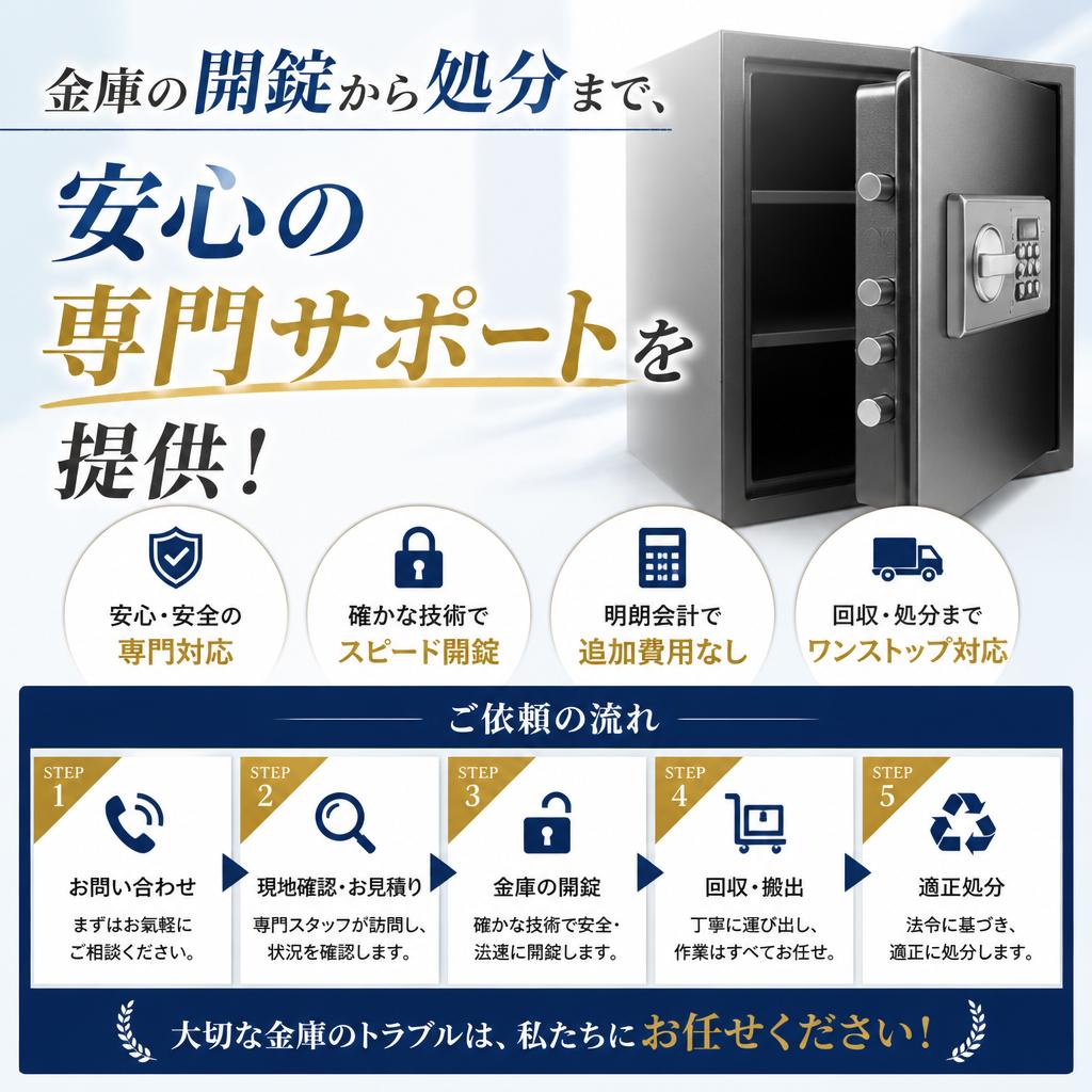 金庫の開錠から処分まで、安心の専門サポートを提供！｜生活安心サービス