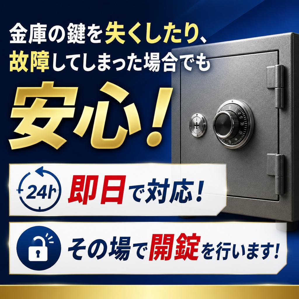 金庫開錠：急なトラブルにも即日対応
