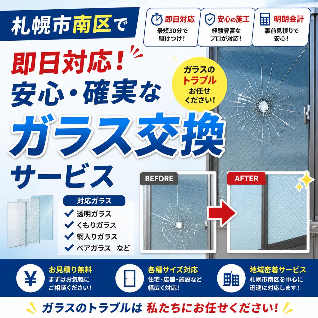 札幌市南区で即日対応！安心・確実なガラス交換サービス｜生活安心サービス