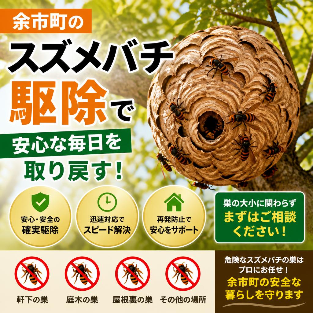 余市町のスズメバチ駆除で安心な毎日を取り戻す！｜生活安心サービス
